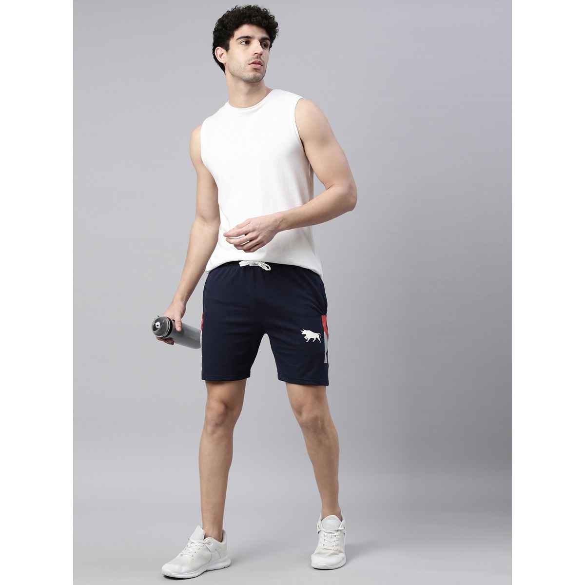 Bushirt Men's Side Block Shorts | Navy Blue - M