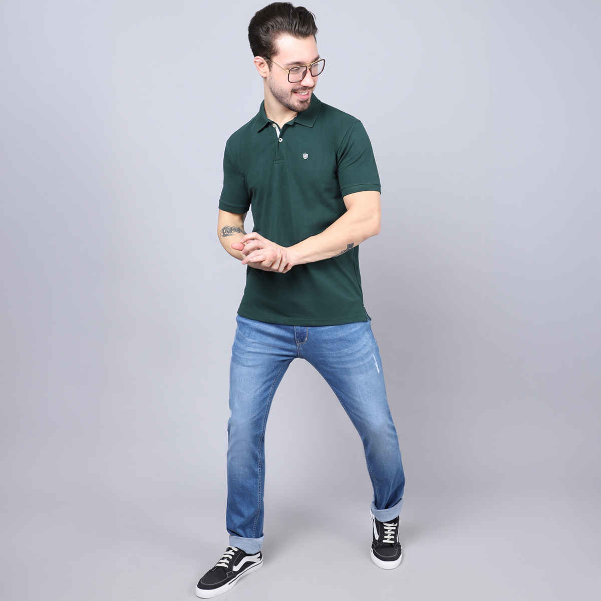 Cantabil Men's Polo Collar T-shirt | Green - XL