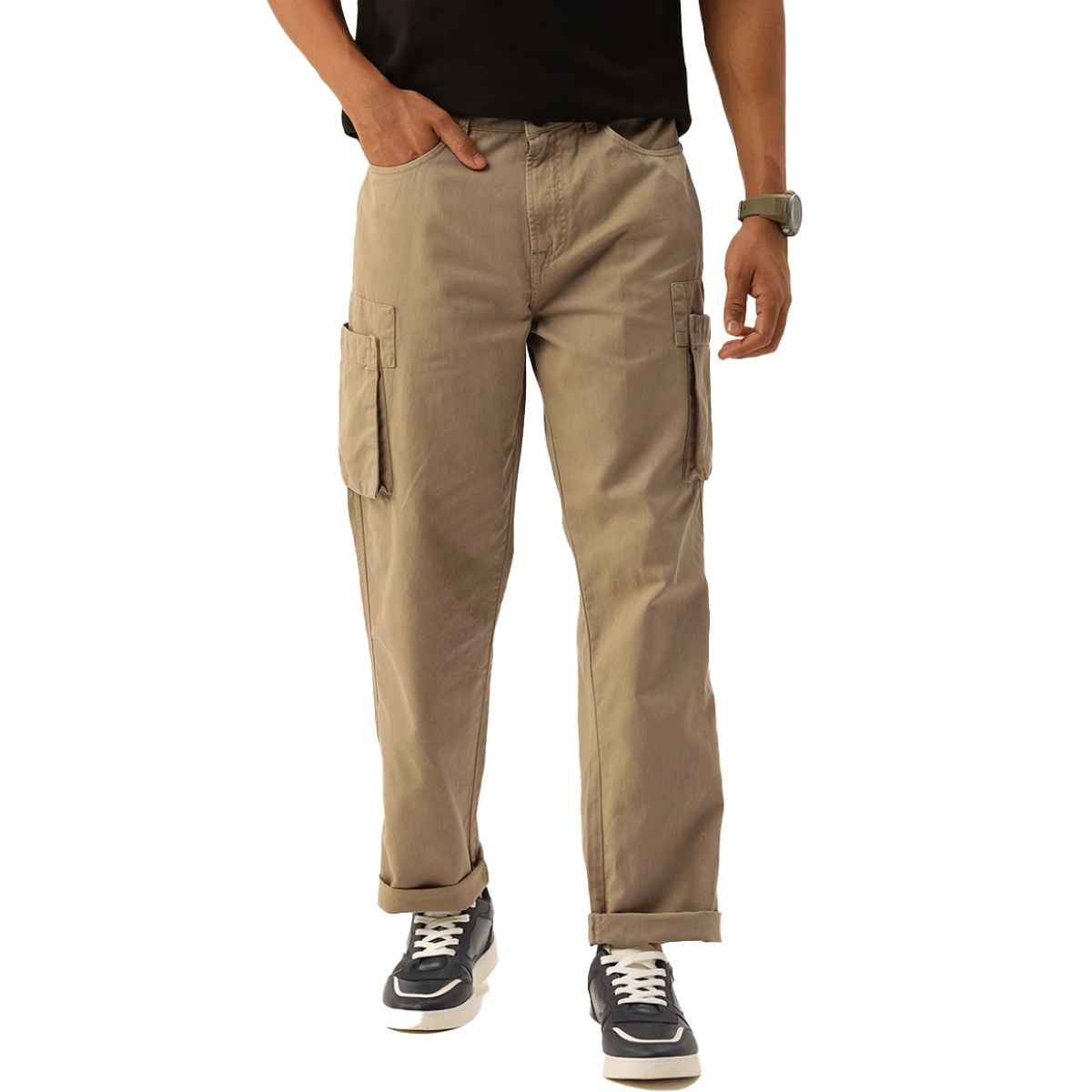 Bene Kleed Men's Straight Fit Cargo Trousers | Beige - 34