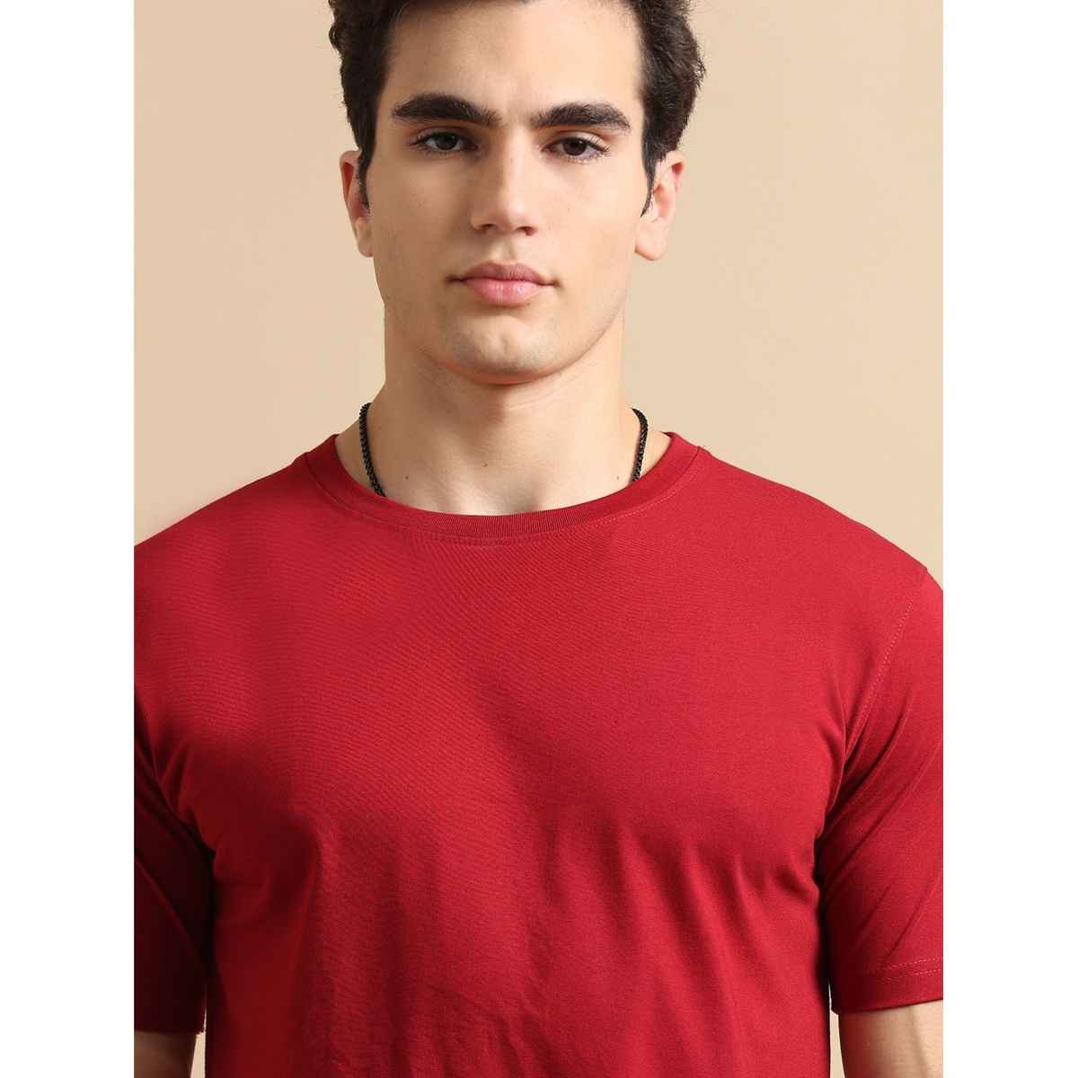 Bushirt Men's Solid T-shirt | Maroon - S