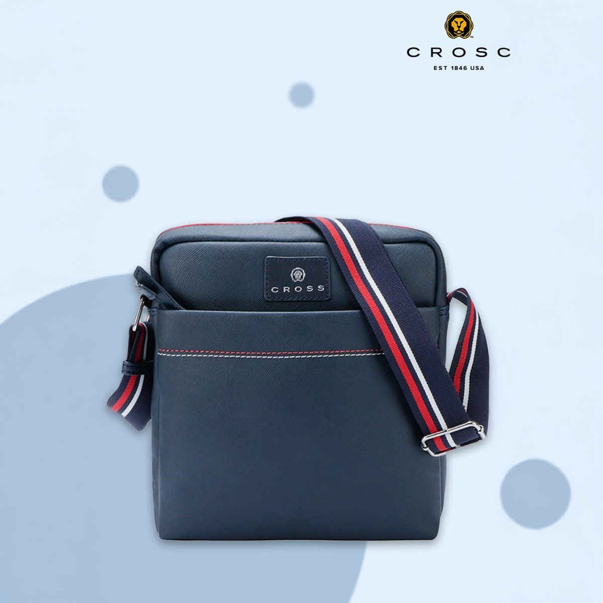 Cross Unisex Solid Vegan Leather 5 L Crossbody Bag | Navy Blue