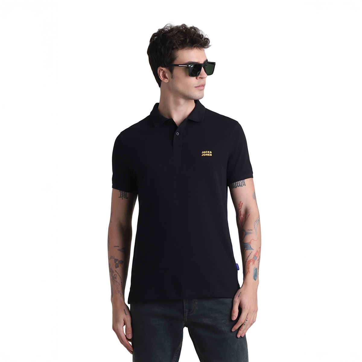 Jack & Jones Black Slim Fit Polo T-shirt - S
