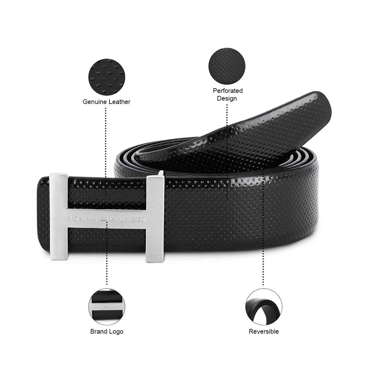 Tommy Hilfiger Men Enfield Casual Belt | Black | M | 90 cm
