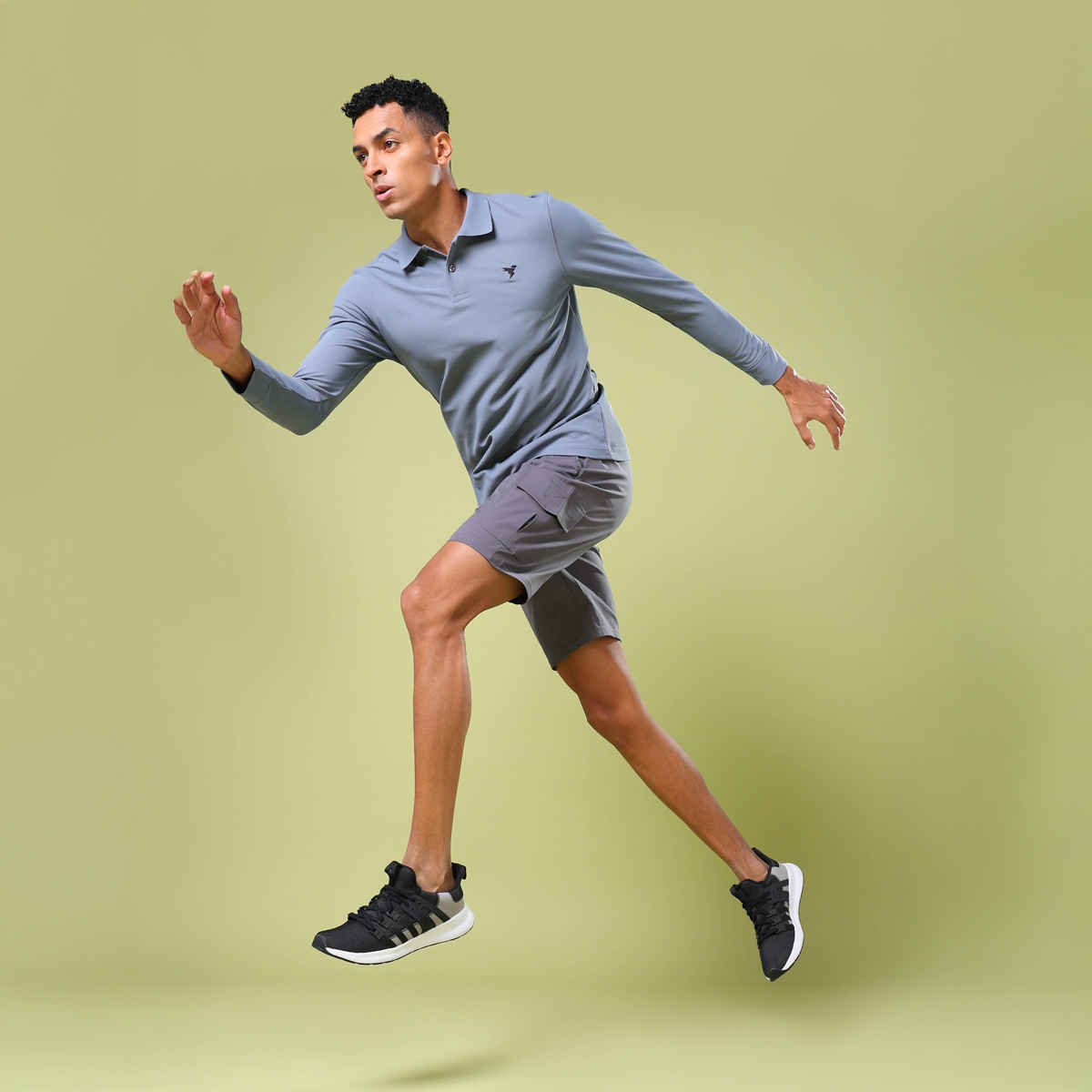 Technosport Men Poly Solid Slim Fit Sports Shorts with TS FLEXI | Iron Grey | XL