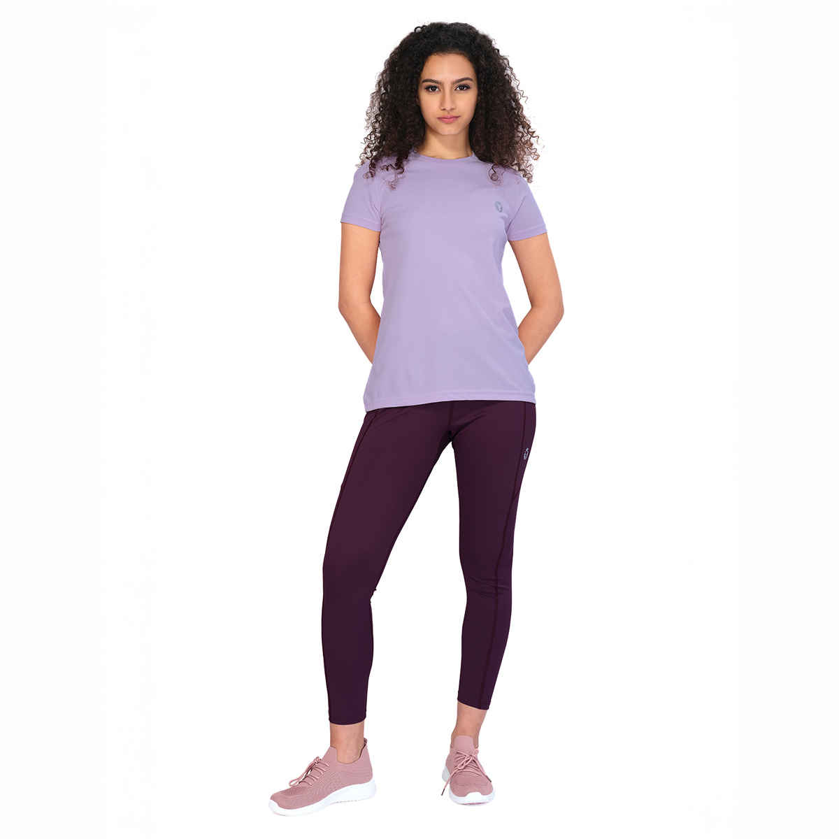 Technosport Women Solid Slim Fit Round Neck Sports T-shirt with Techno CooL Lilac 2XL