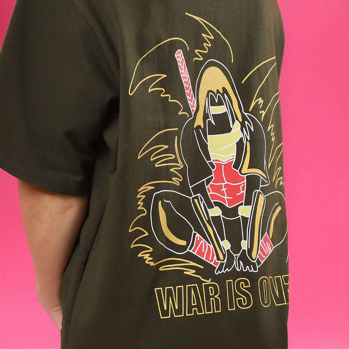 Rigo Women Terry Oversized Printed T-shirt | Army Green - XL