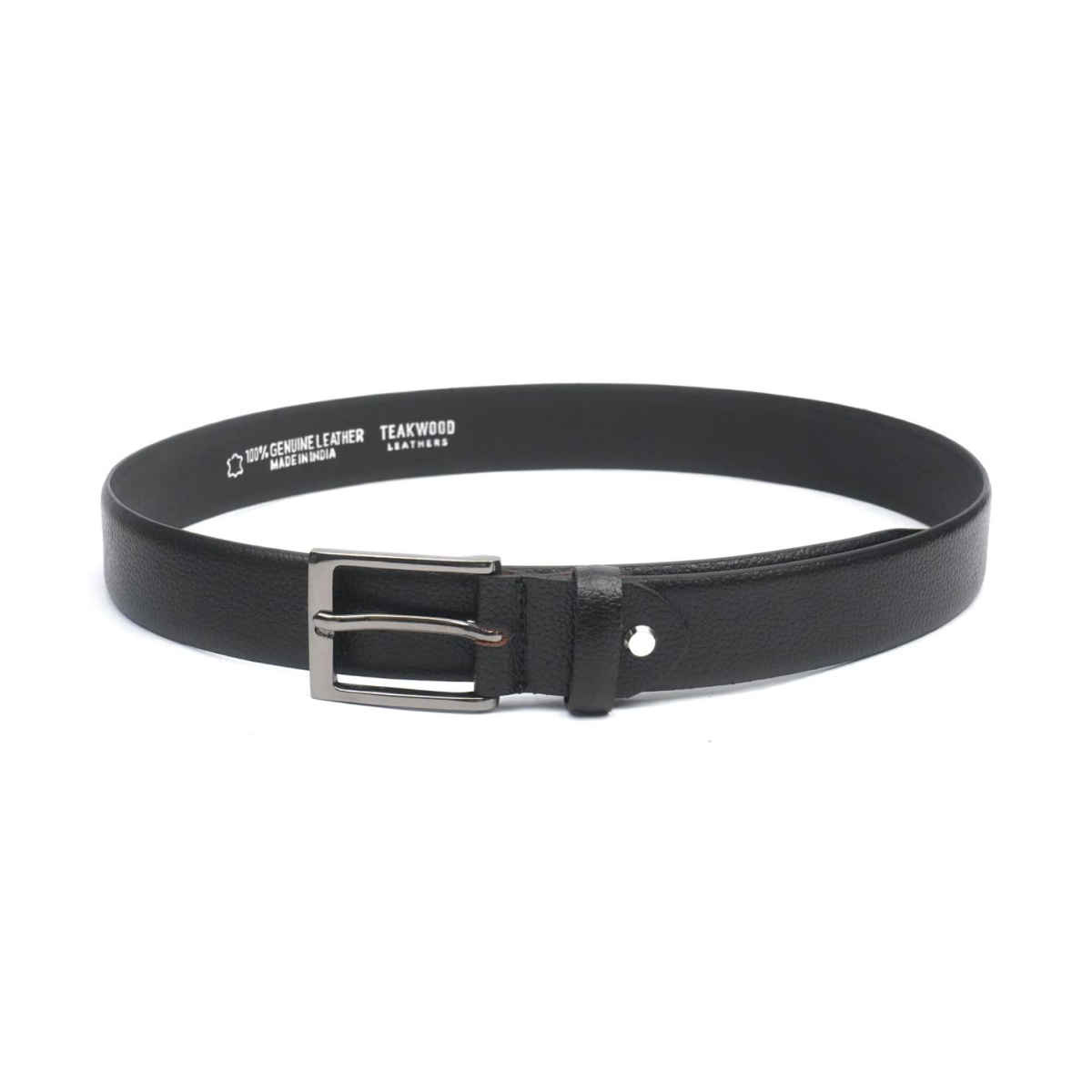Teakwood Men's Solid Leather Belt | Black - 34 Inches