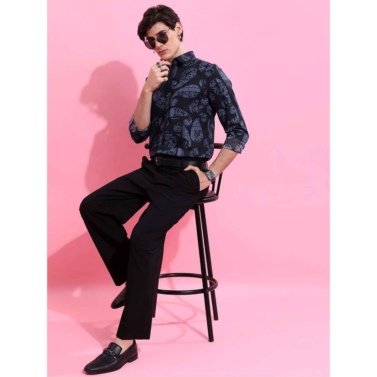 Ketch Men Slim Fit Floral Printed Casual Shirt | Blue | XL