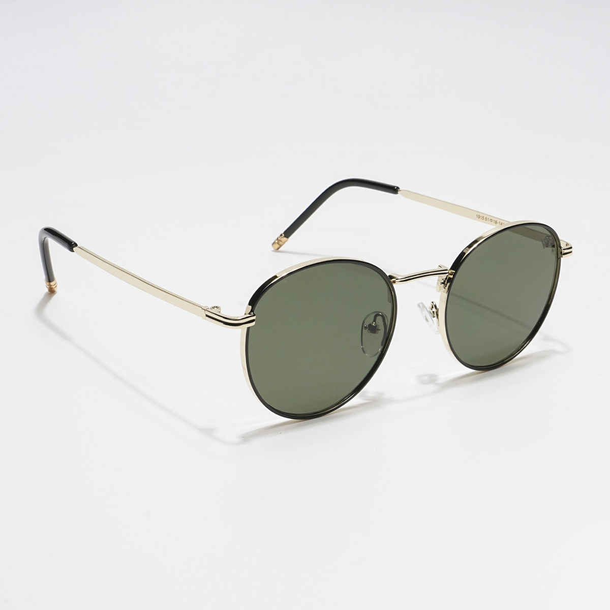 Voyage Unisex Geometric Metal Round Sunglasses | Green and Gold - M