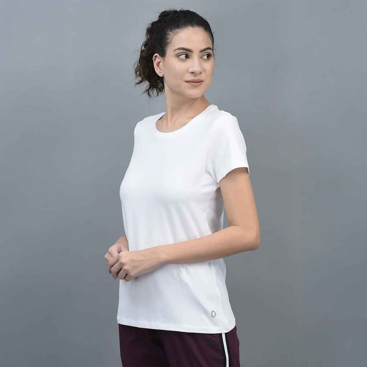 Dollar Women Round Neck T-shirt - White | Stretchable Cotton | L