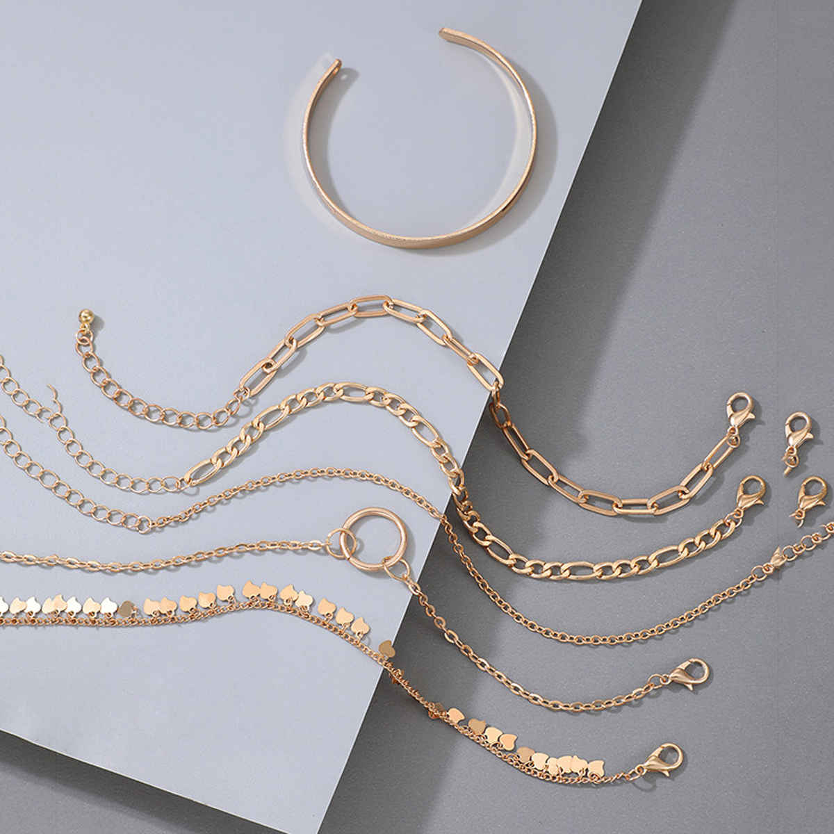 Jewels Galaxy Gold Plated Set Of 6 Contemporary Stackable Bracelet Combo (1 Pack 6 Bracelets)