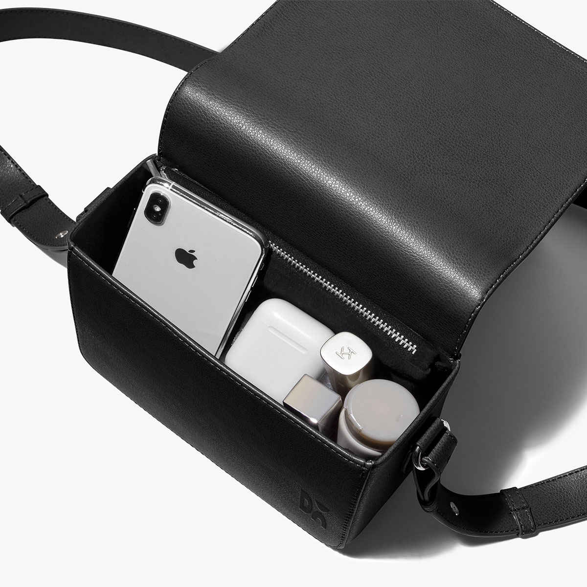 Daily Objects Sol Box Sling Crossbody Bag |Durable Vegan Leather | Black