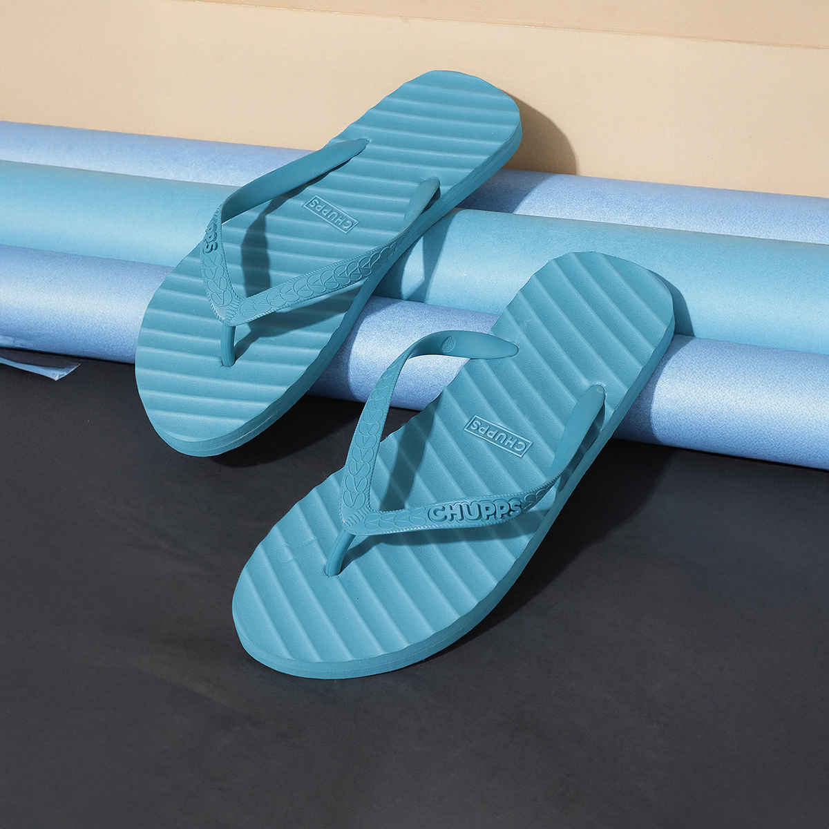 Chupps Women's Banana Leaf Monocrome Blue Flipflop - UK 7