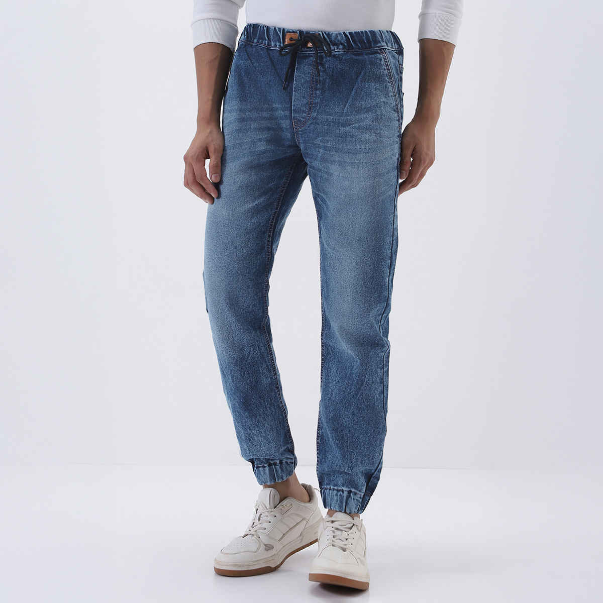 Urbano Fashion Men's Jogger Jeans Slim Fit Stretch Washed | Blue | 32