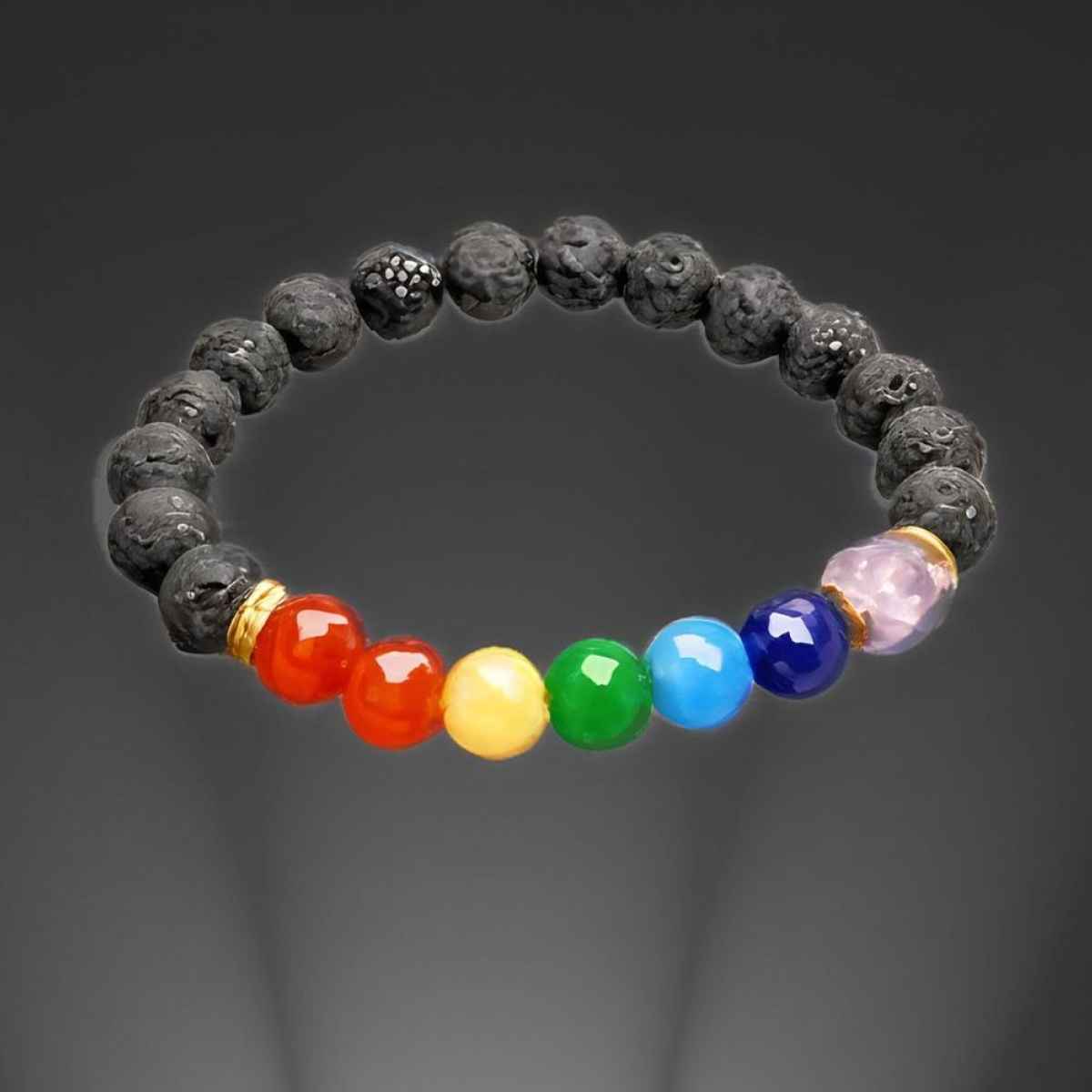 Seetara 7 Chakra Lava Stone Bracelet for Healing & Balance