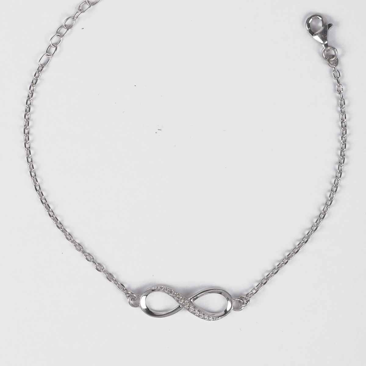 Clara 925 Sterling Silver Infinity Bracelet | Adjustable | Rhodium Plated | Swiss Zirconia