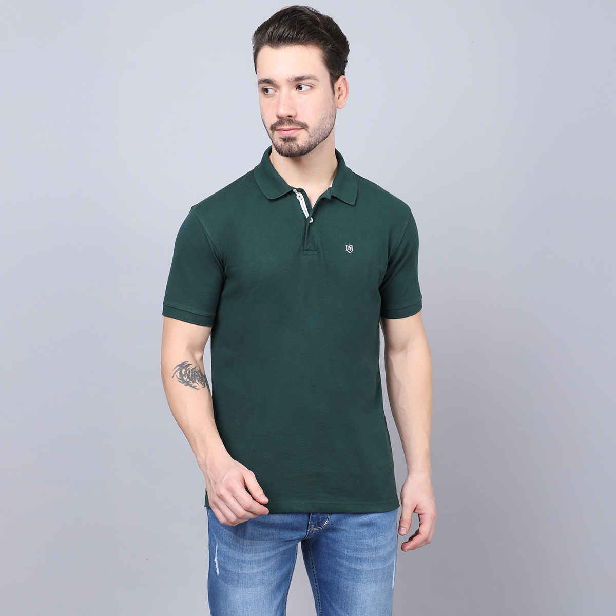 Cantabil Men's Polo Collar T-shirt | Green - XL