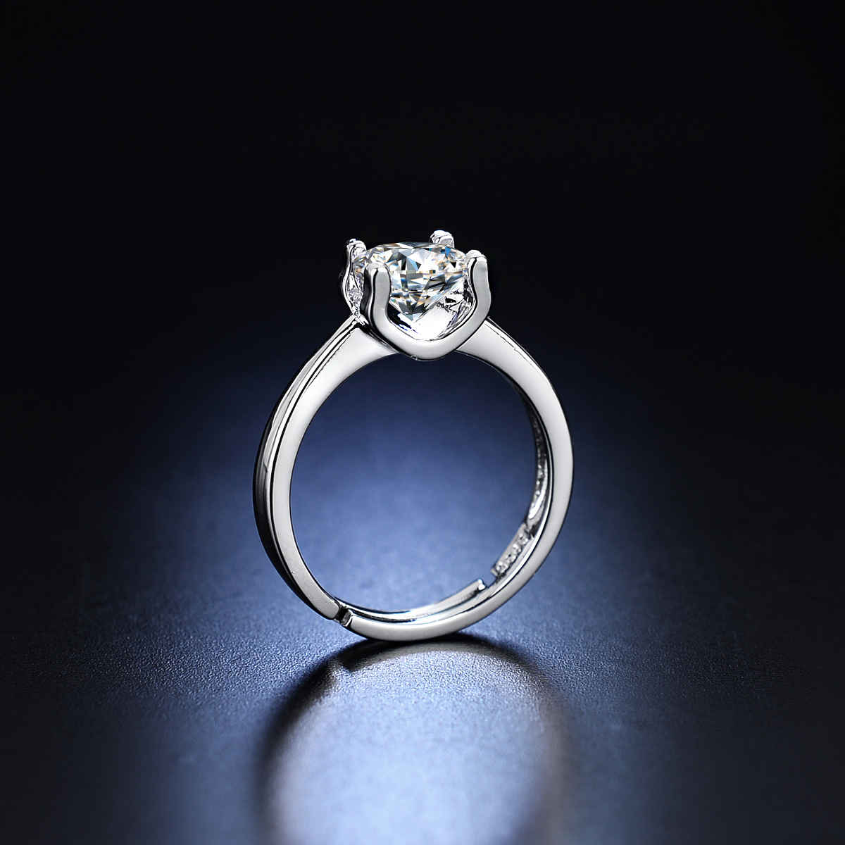 Label She Silver Plated Crystal Studded Solitaire Adjustable Finger Ring(Free Size) | LS-RNG-5207