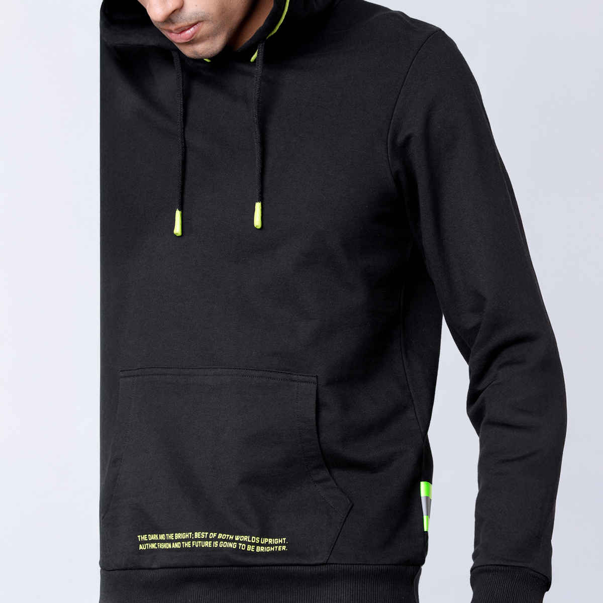 HIGHLANDER Men's Solid Hooded Sweatshirt | Black - S
