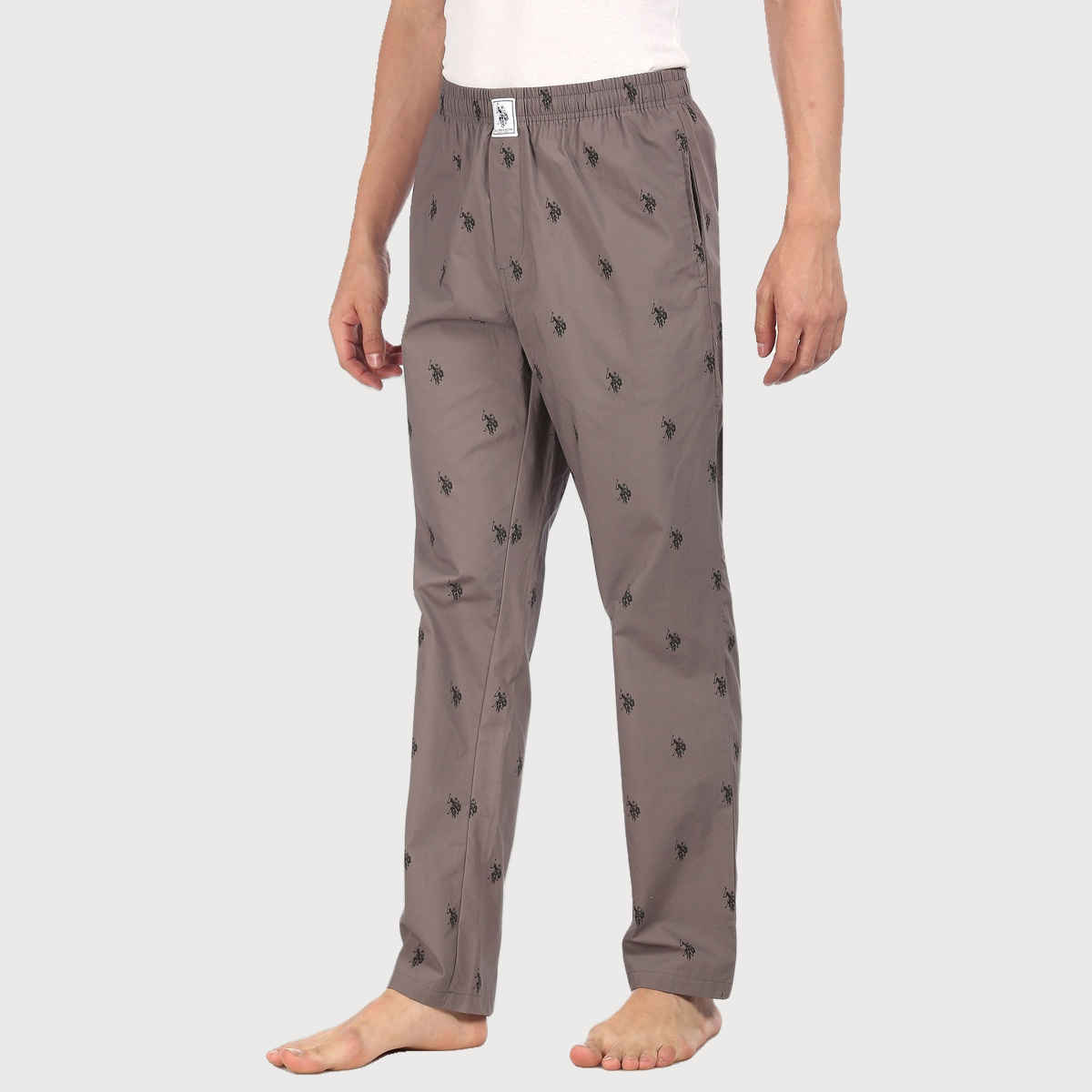 U.S. Polo Assn. Signature Logo Print Cotton Lounge Pants - Pack Of 1 | Grey | M