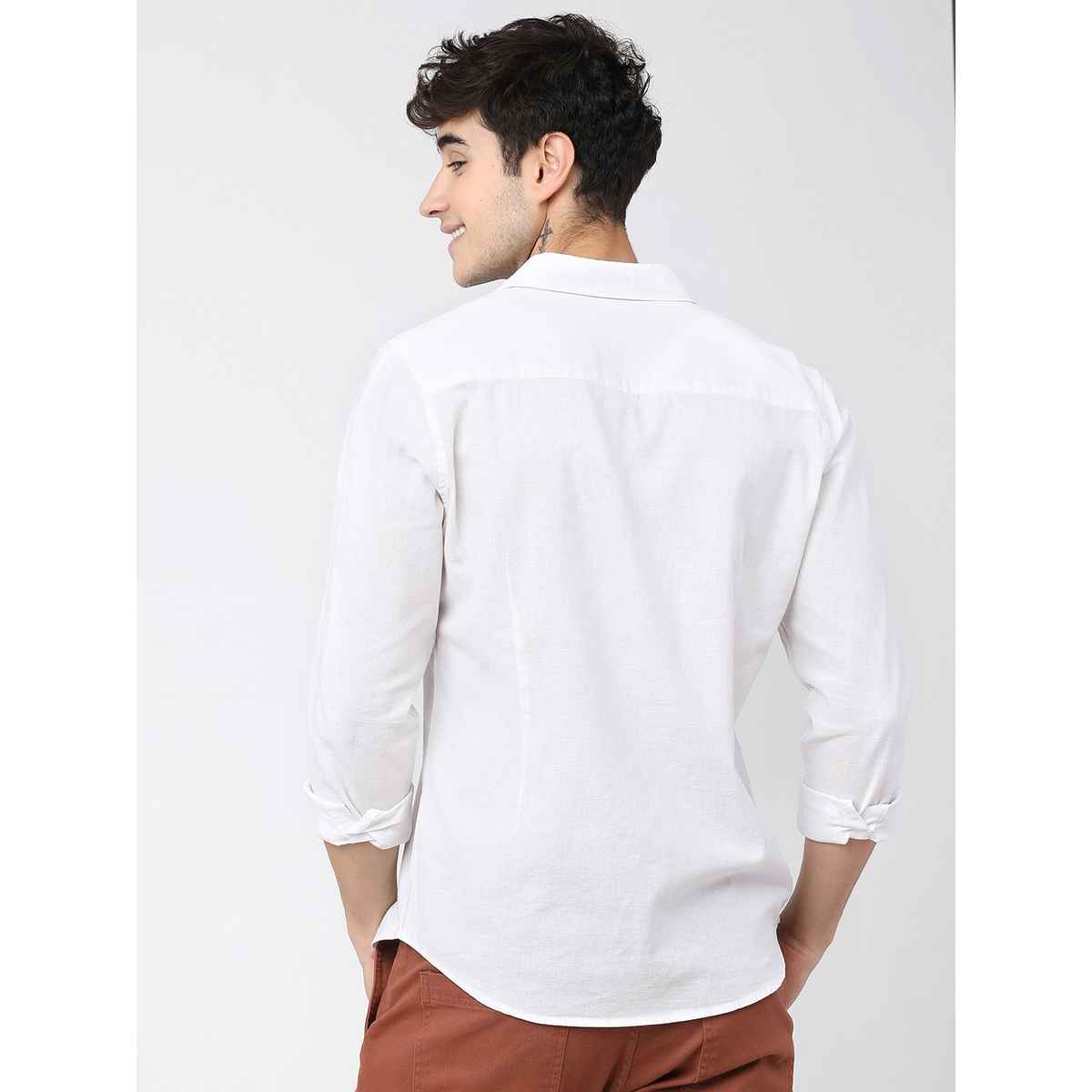 Ketch Men Solid Slim Fit Casual Cotton Shirt | White | S