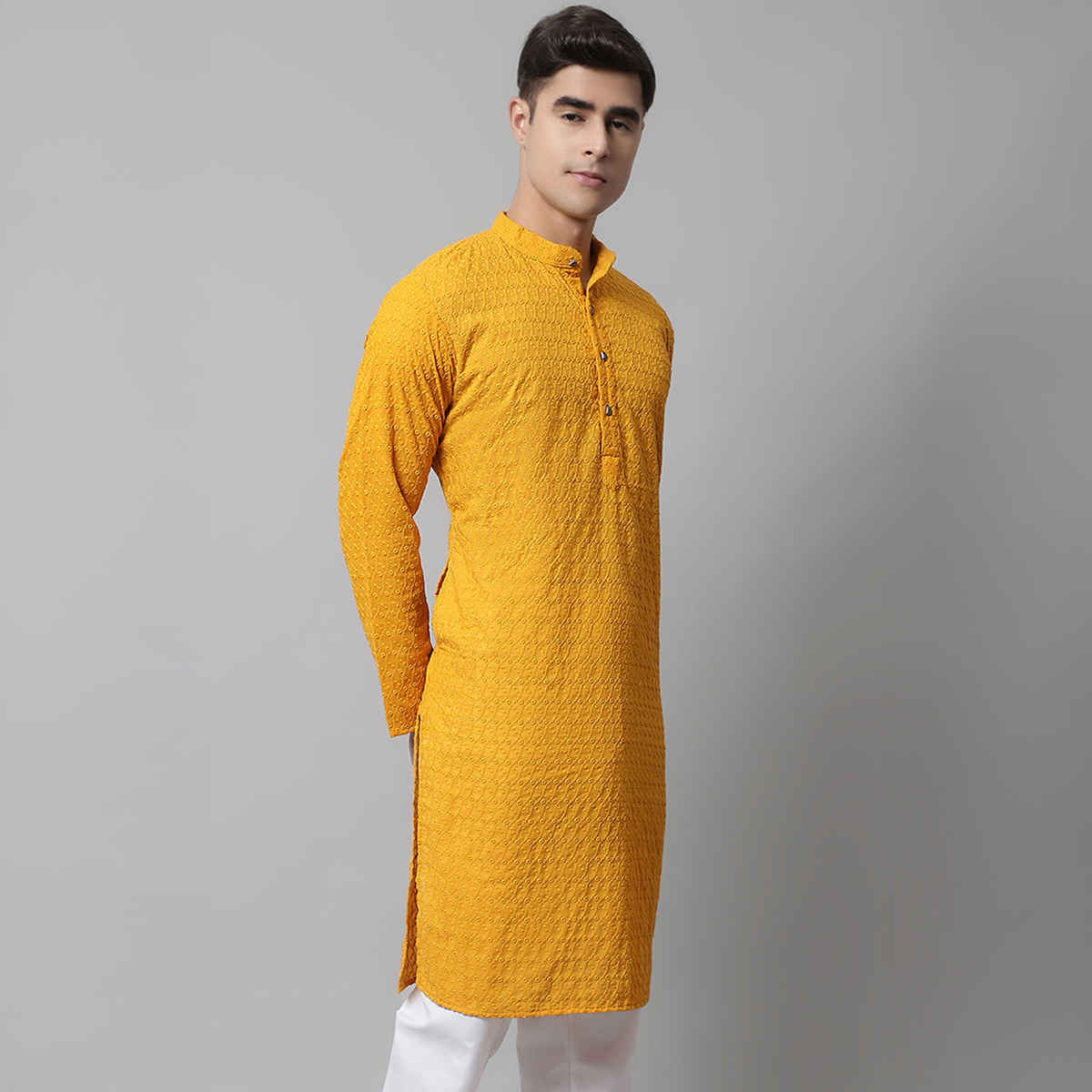Jompers Men's Kurta | Ko 561 | Mustard - XL