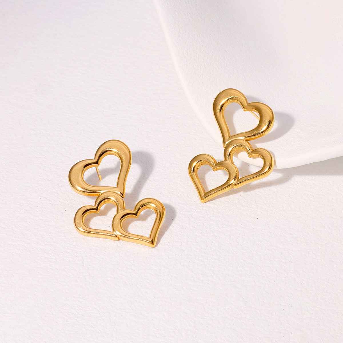 LabelShe Gold Plated Stainless Steel Heart Themed Stud Earrings | LS-ERG-57098