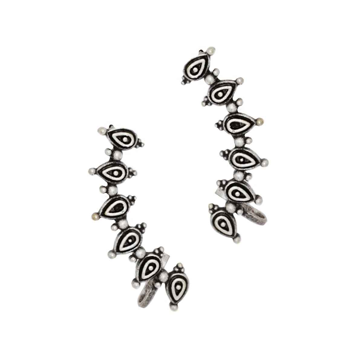 Teejh Miraan Silver Oxidised Earcuff