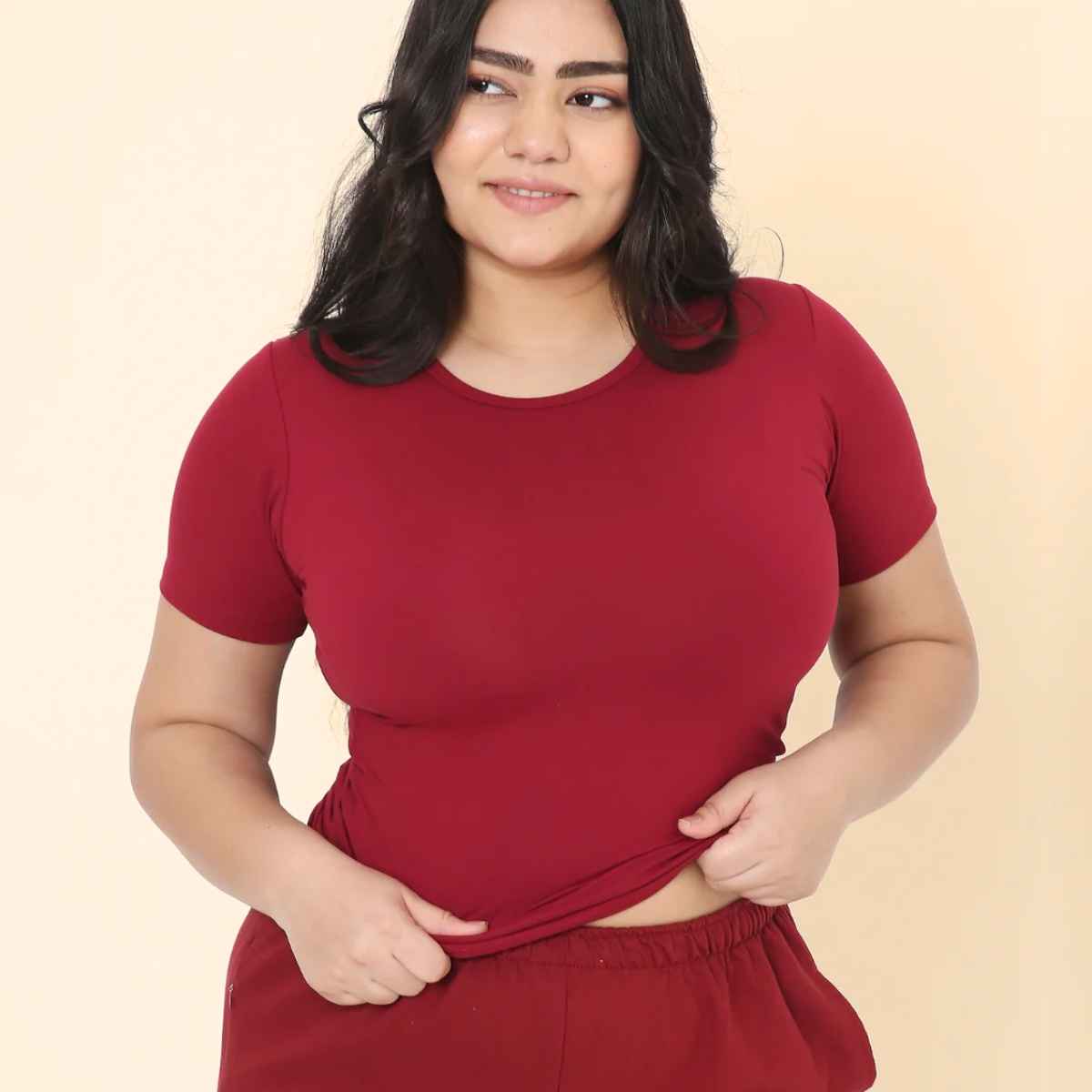 Terractive Women's Cuddle Baby T | TA10011M-XL | Maroon - XL