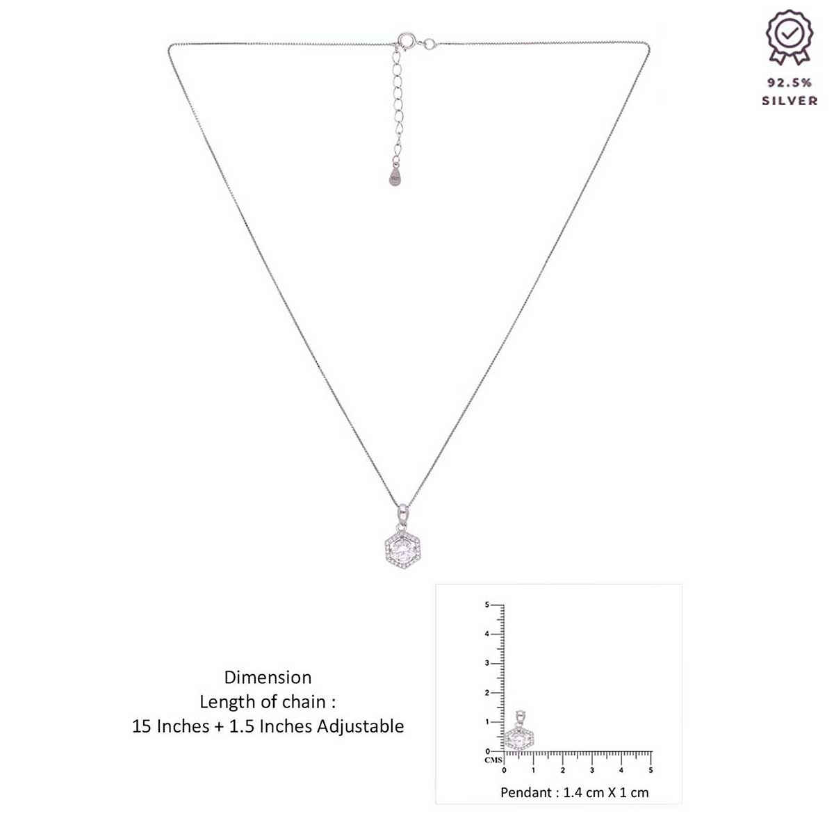 Kai Jewel Silver Solitaire Pendant with Chain