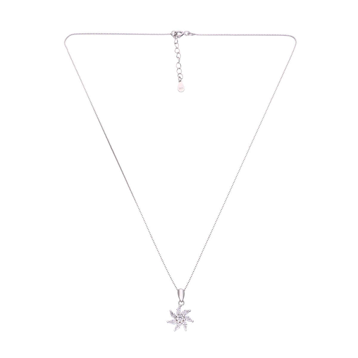 Kai Jewel Silver Floral Zircon Pendant with Chain | NLCS602-S-NA