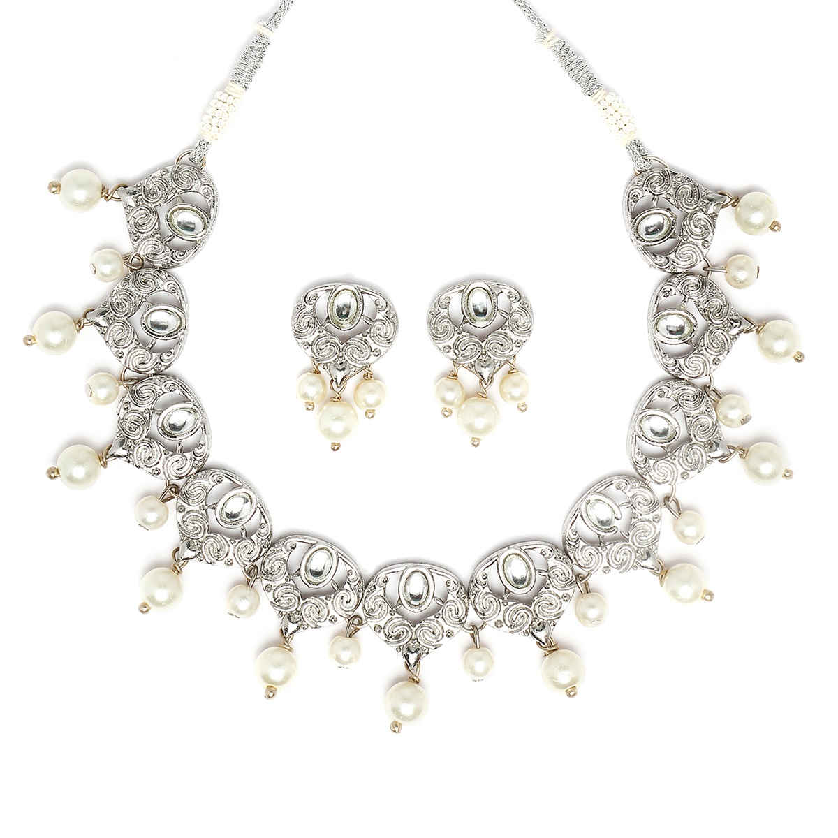 Karatcart Women's Jewellery Set White and Silver | 11017421
