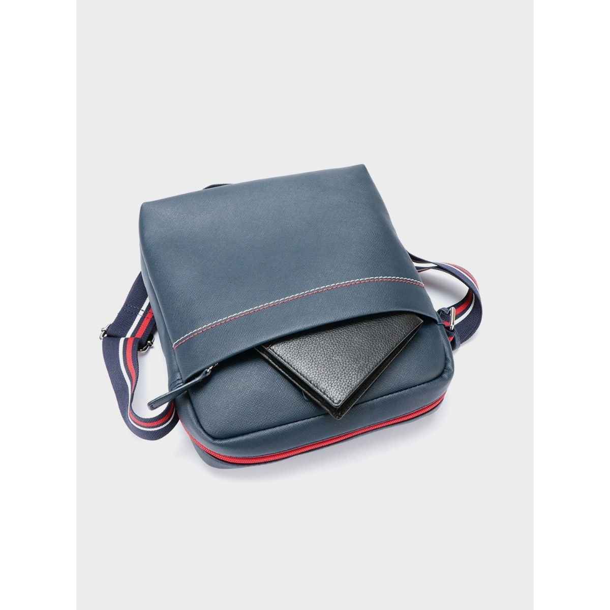 Cross Unisex Solid Vegan Leather 5 L Crossbody Bag | Navy Blue