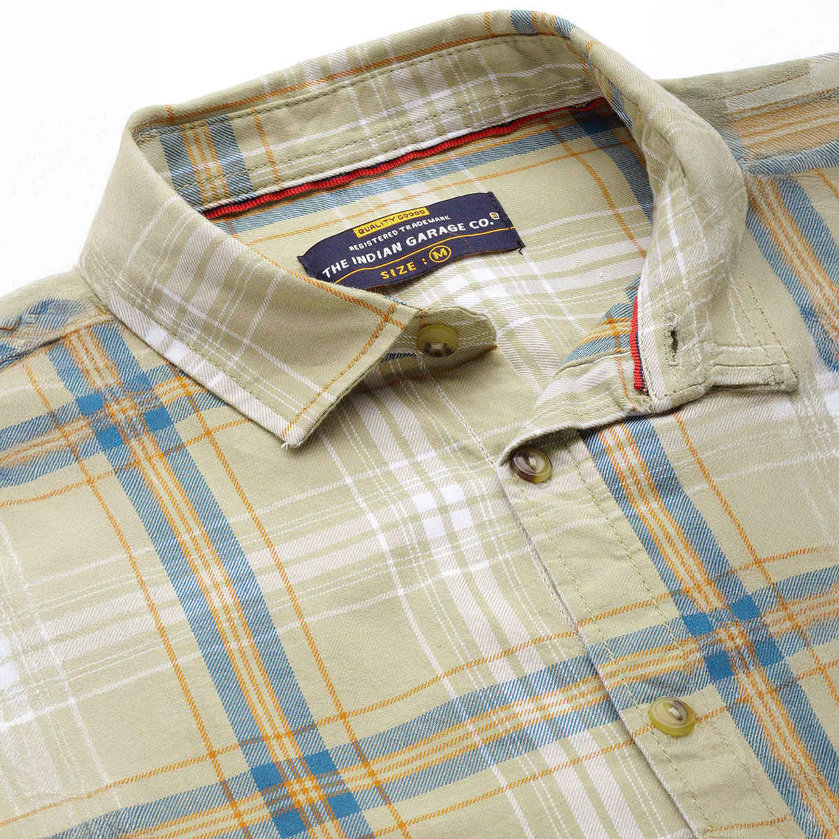 The Indian Garage Co Men's Slim Fit Checked Casual Shirt | Green - XL