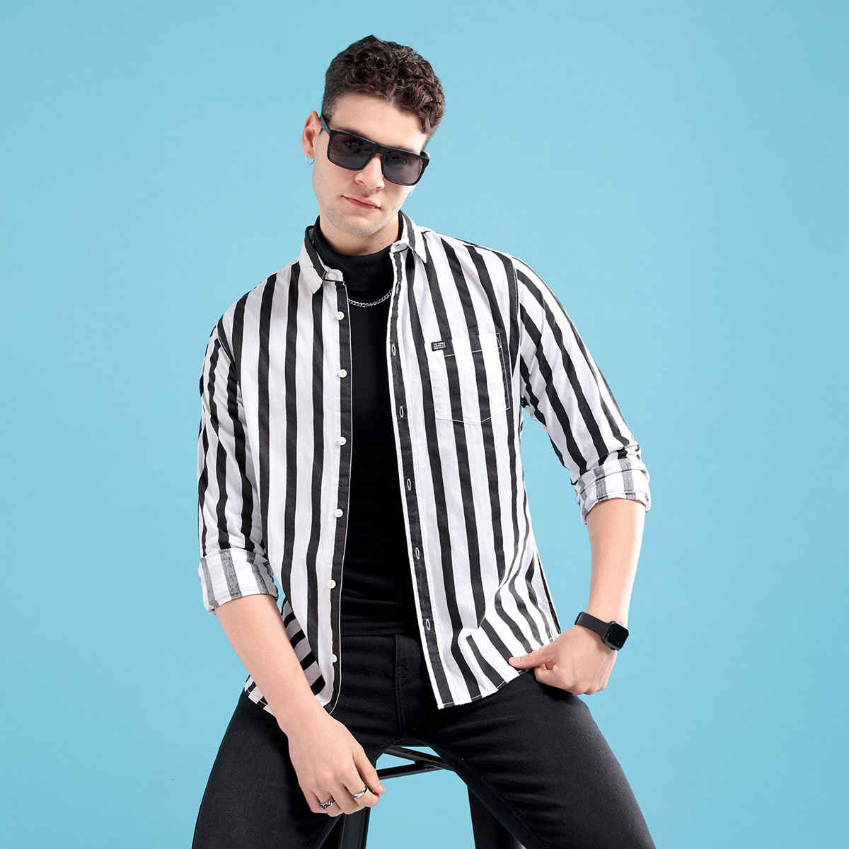 The Indian Garage Co Adult Men's Slim Fit Shirt | Navy - XL