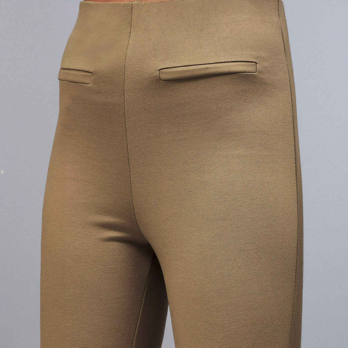SASSAFRAS Women's Pocket Bell Bottom Pants | Beige - L