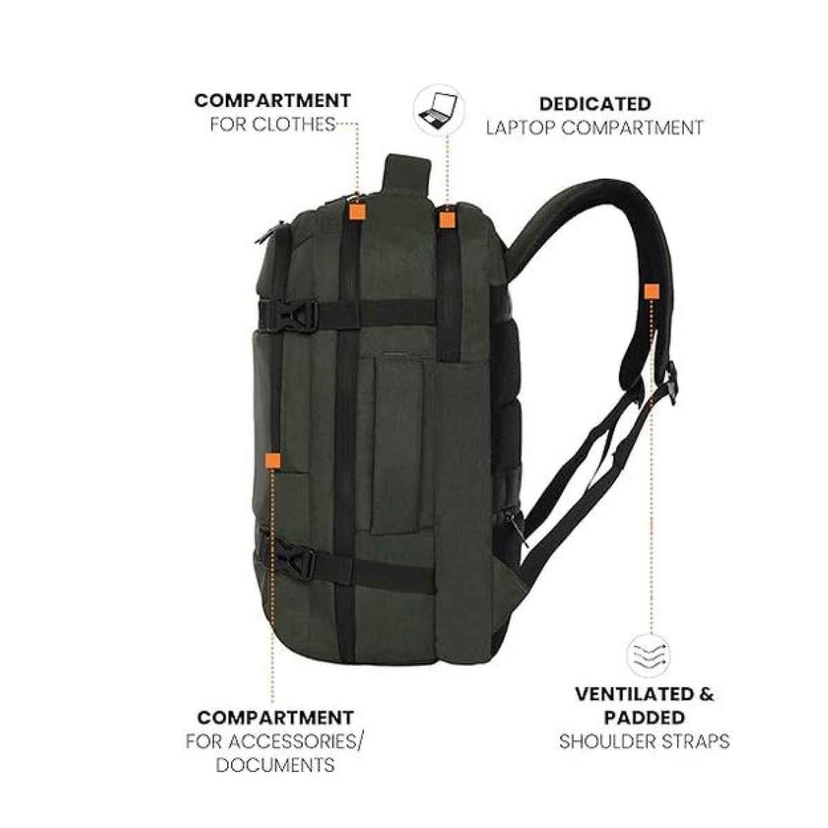 Fur Jaden 36 L Weekender Travel Laptop Backpack with Anti Theft Pocket ...