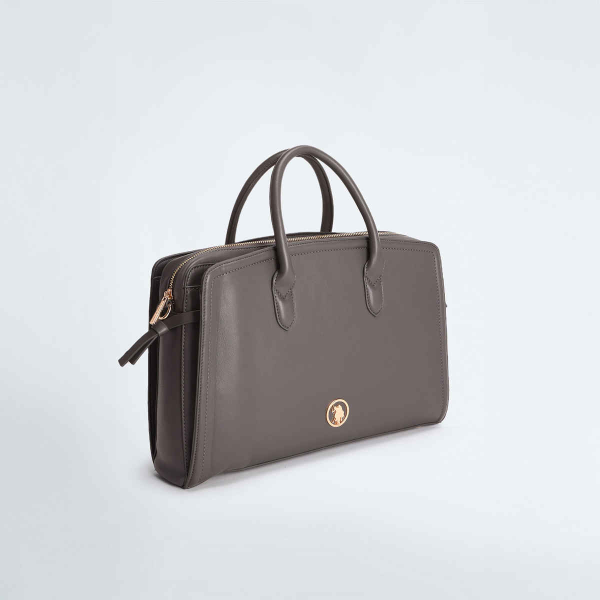 U.S. Polo Assn. Solid Structured Laptop Bag | Grey