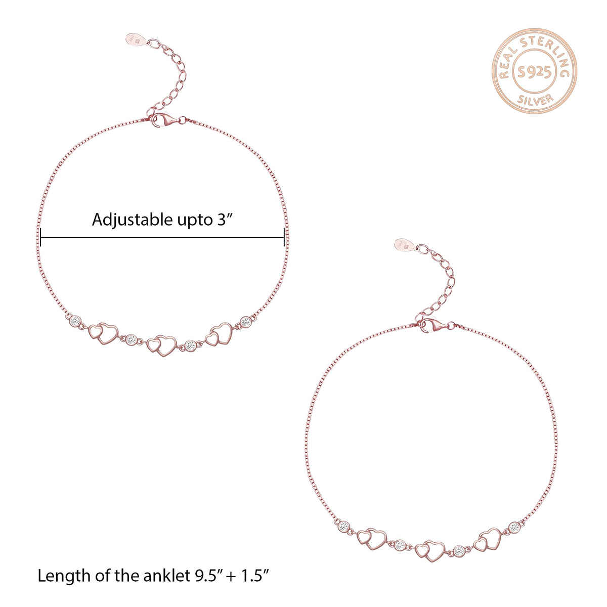 Giva Rose Gold Heart Anklet