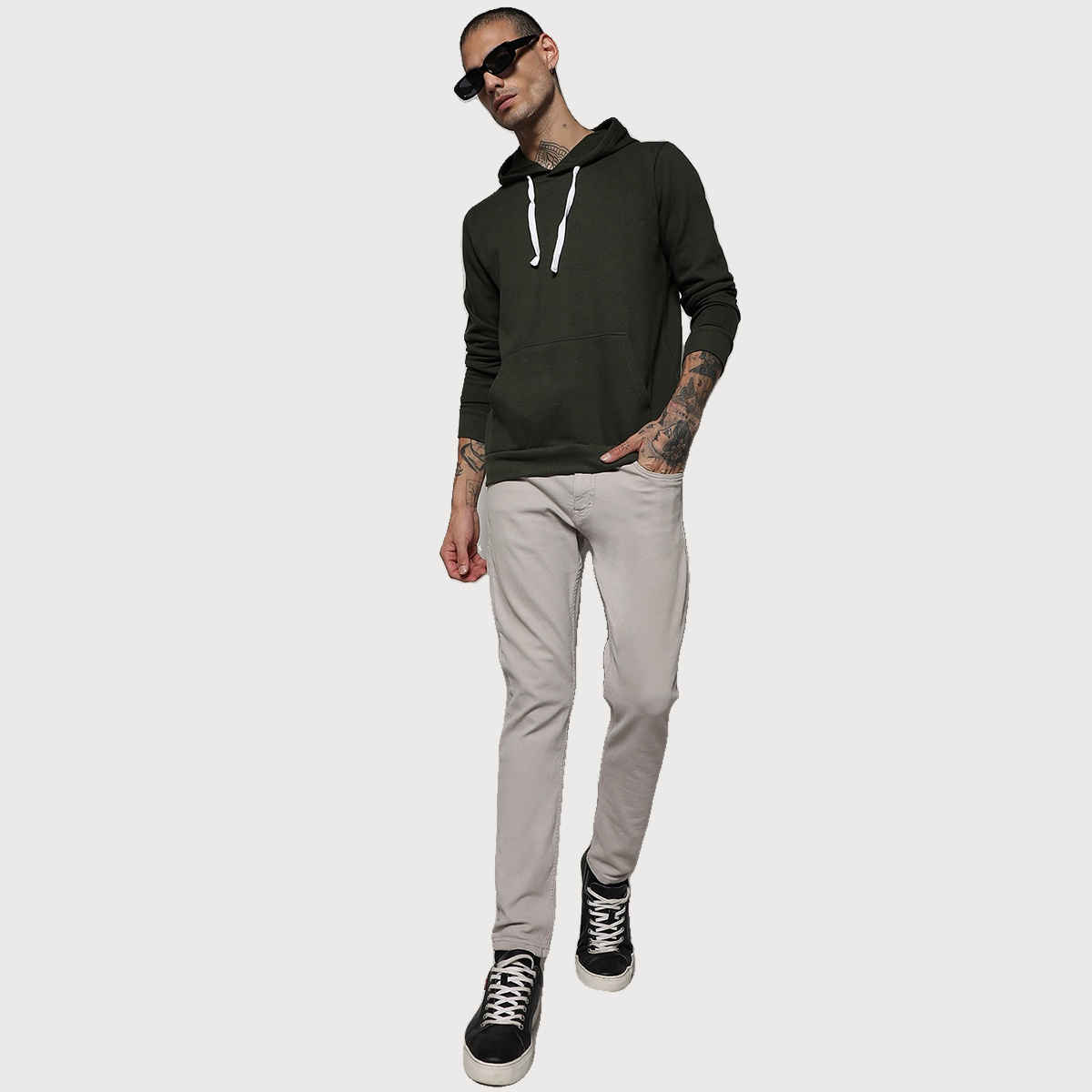 Campus Sutra Men's Hoodie | Green - S