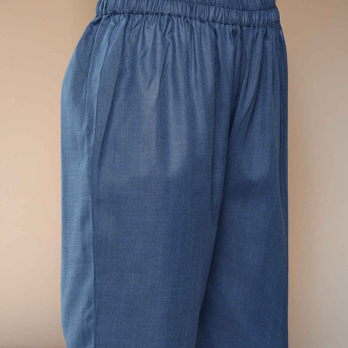 Varanga Women's Embroidered Straight Kurta Paired with Tonal Bottom And Printed Dupatta | Blue - L