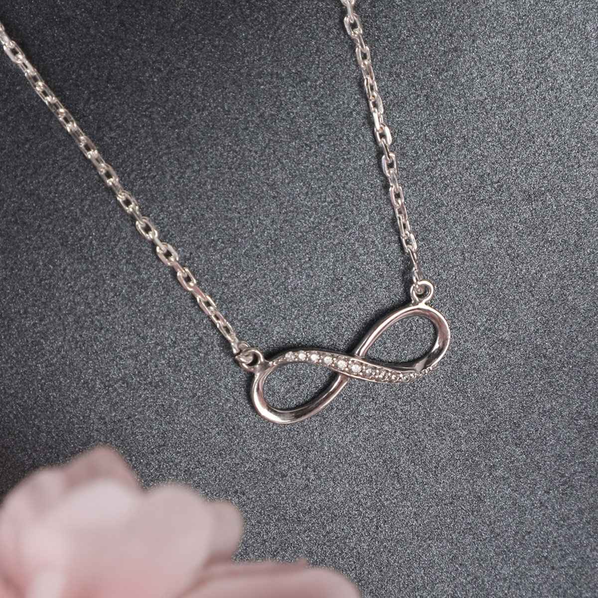 Clara 925 Sterling Silver Infinity Pendant Chain Necklace | Rhodium Plated | Swiss Zirconia