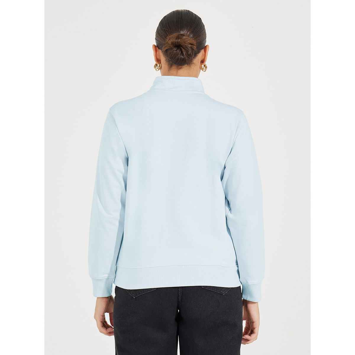 Styli Women's Regular Length Regular Fit- Half Zipper Sweatshirt | Grey - M