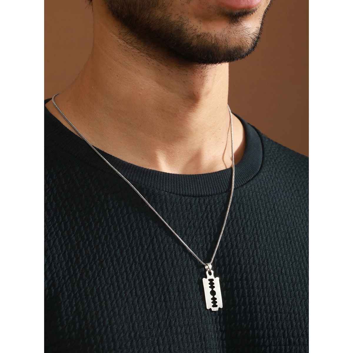Priyaasi Bold By Priyaasi Shiny Blade Silver-Plated Pendant Chain For ...