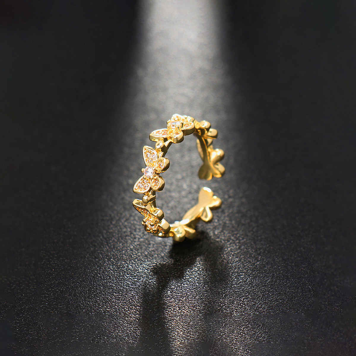 LabelShe Gold Plated Stainless Steel Butterfly Adjustable Ring | LS-RNG-72178