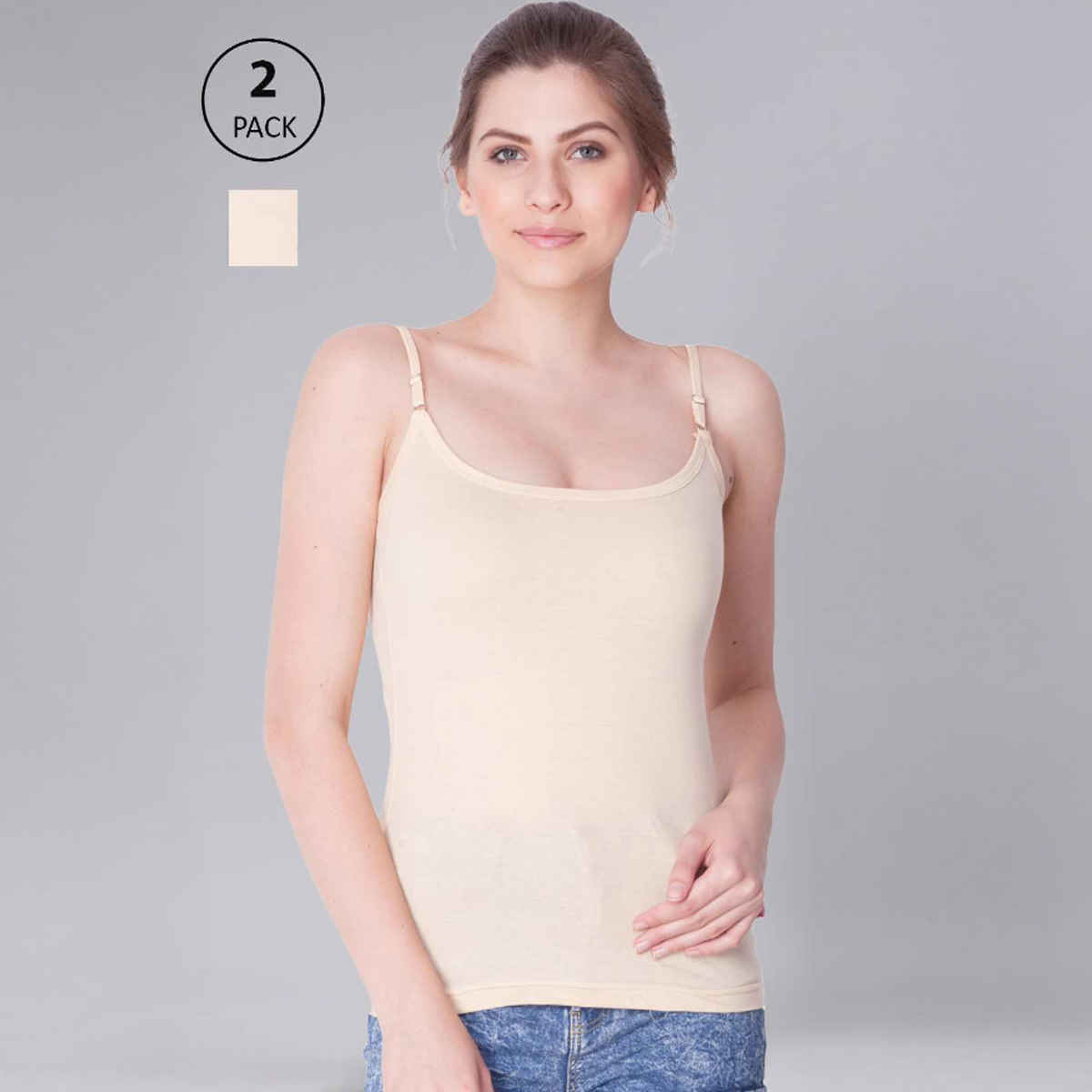 Dollar Missy Women's Combed Cotton Camisole | Pack Of 2 - Skin - XL