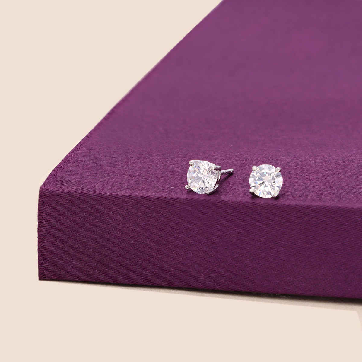 Kai Jewel Silver Classic Solitaire Stud Earrings