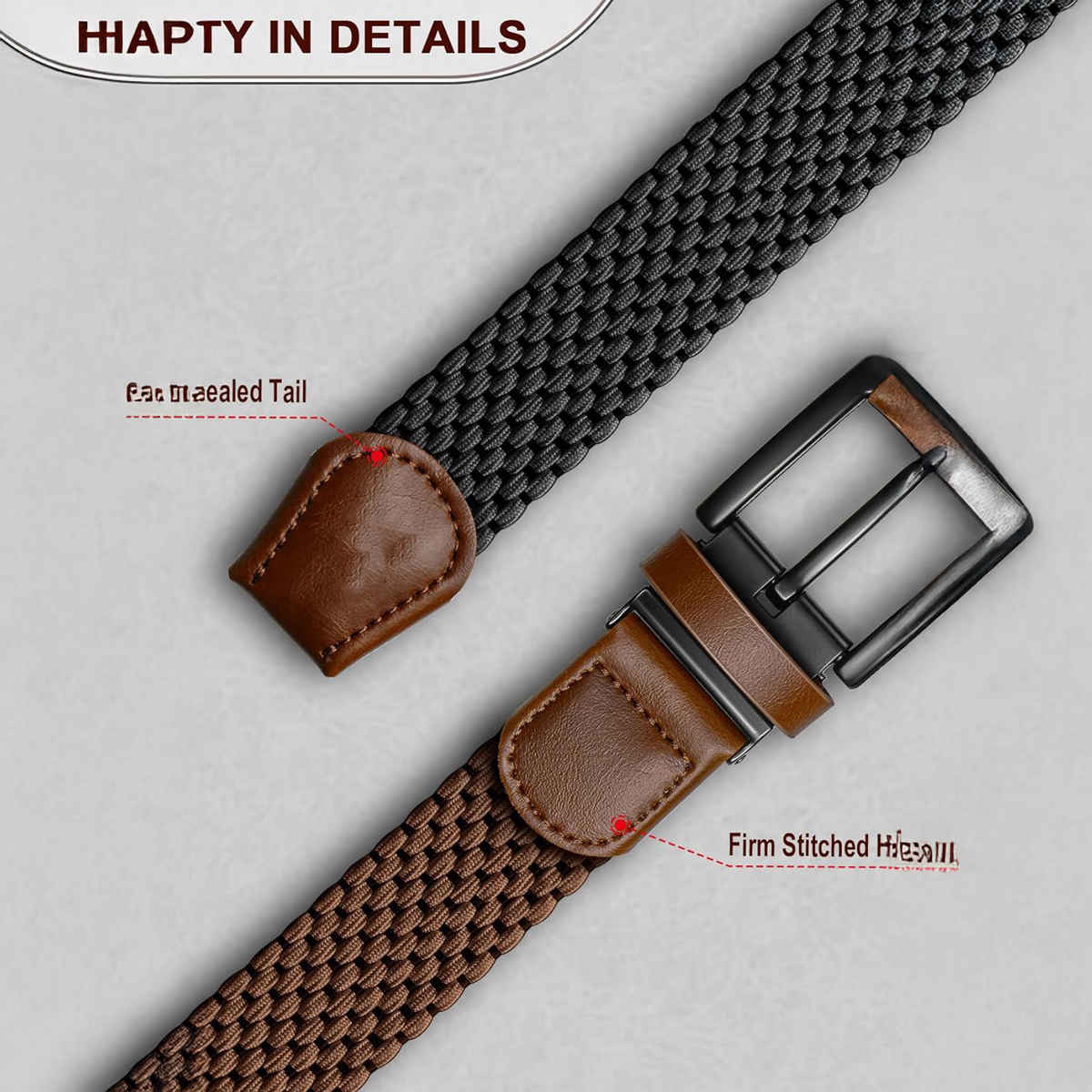 Zoro United Unisex Solid Woven Fabric Belt | Beige and Brown - Free Size