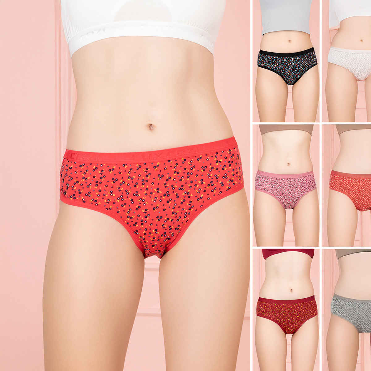 Lux Cozi Her Pure Cotton Hipster Printed Panty | Multicolor | Size-85 | Pack Of 4