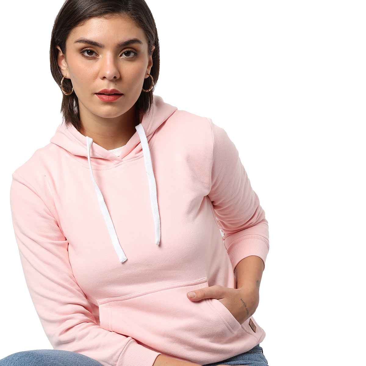 Campus Sutra Women's Winter Hoodie | Pink - M